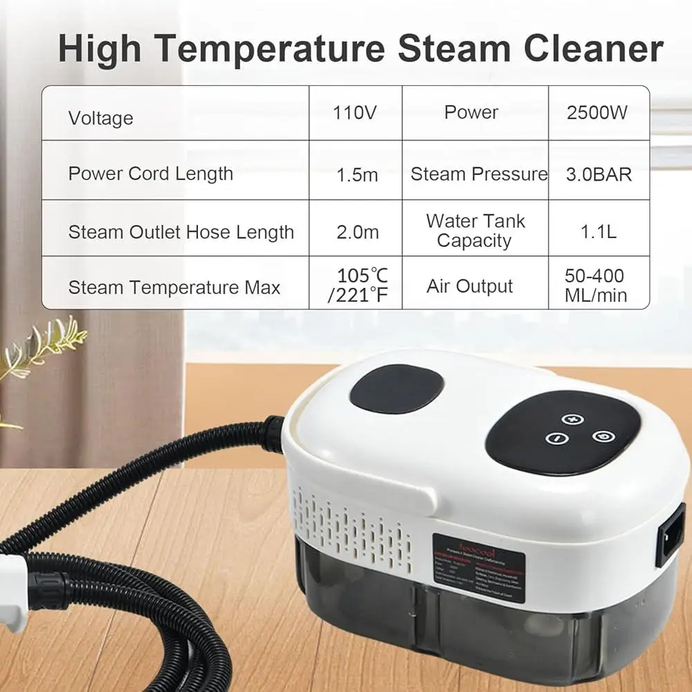Портативный пароочиститель 2500 Вт, высокое давление, средство для удаления насекомых в кровати, очиститель мебели с аксессуарами для домашнего использования в автомобиле