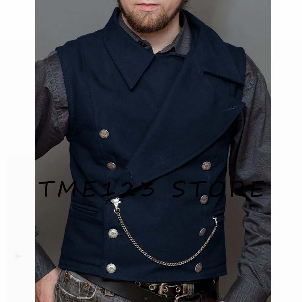 Heren Serge Pak Vest Retro Slim Fit Single-Breasted Mouwloze Jassen Victoriaanse Stijl Beste Man Bruiloft Chaleco Hombre