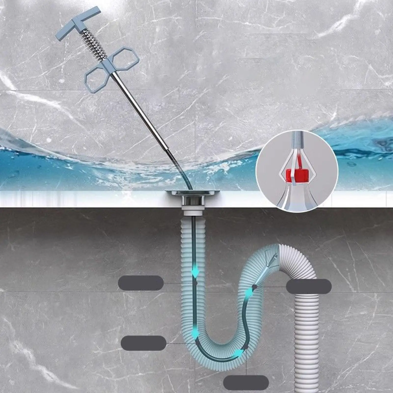 4-مخلب استنزاف الأفعى الثقيلة دوامة الأنابيب Unclogger أداة مرنة للشعر والشحوم، بالوعة دش المرحاض حوض الاستحمام وخط الصرف الصحي