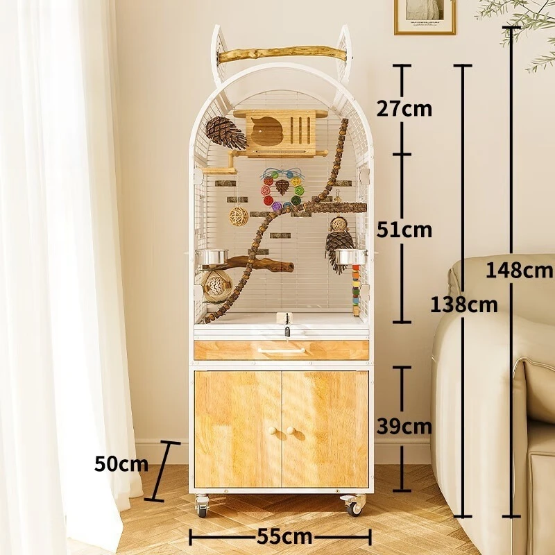 Small-white-cabinet door model, parrot bird cage