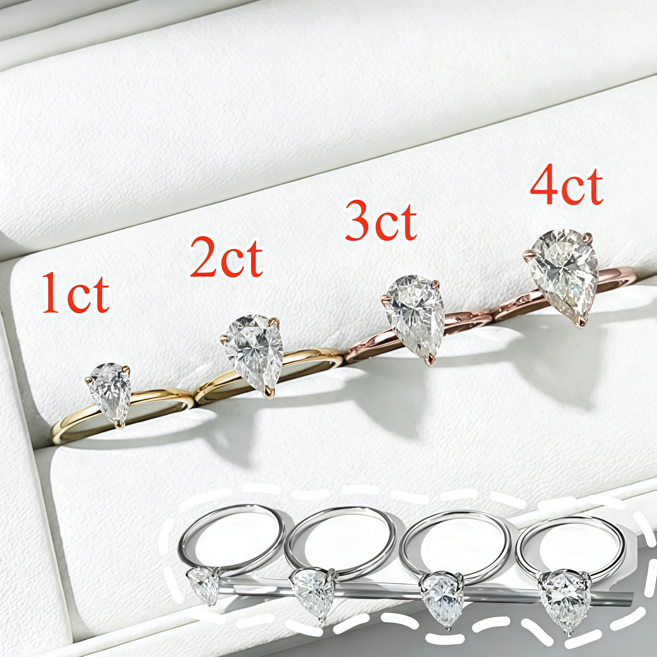 Onnelik 1-4ct D Color Water Drop Moissanite Ring S925 Sterling Silver Sparkling Wedding Party Fine Jewelry for Women's Best Gift