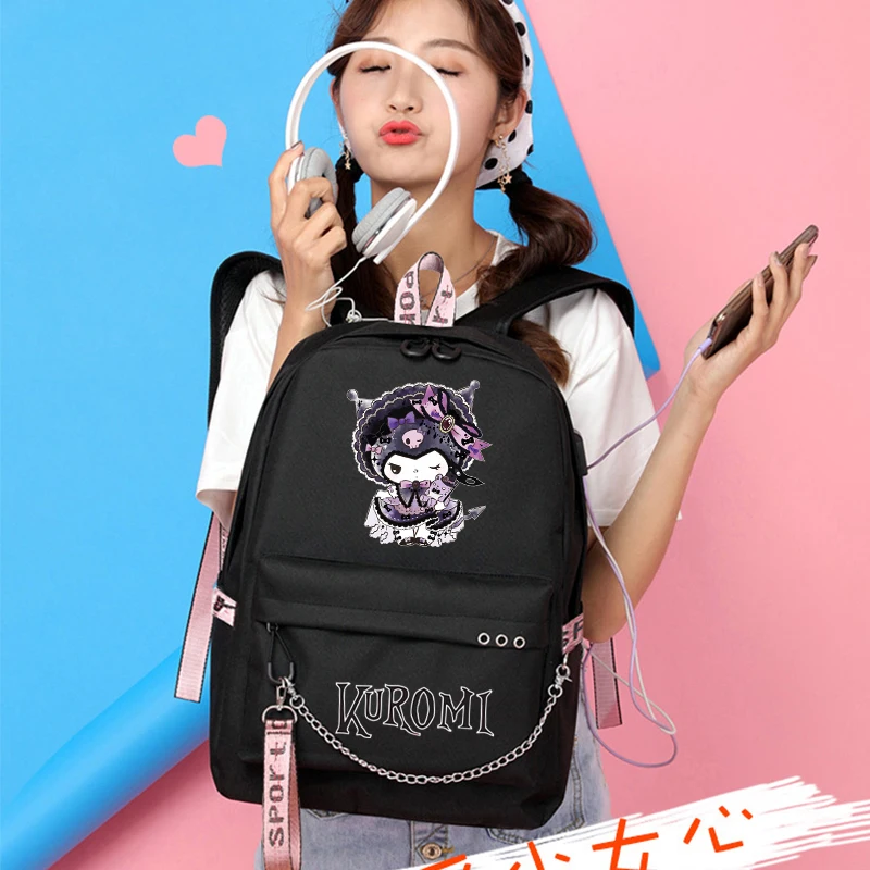 3Pcs/set Sanrio Kuromi Backpack Student Teen Bookbag Kid Knapsack for Boy Girl Schoolbag Lunch Bag Women Anime Cartoon Rucksack