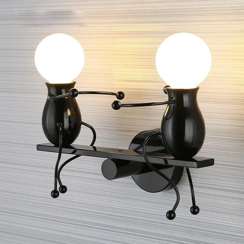 

Modern Creative Little Man LED Wall Light Bedside Sconce for Children's Bedroom Simple Indoor Hanging Decor Lighting