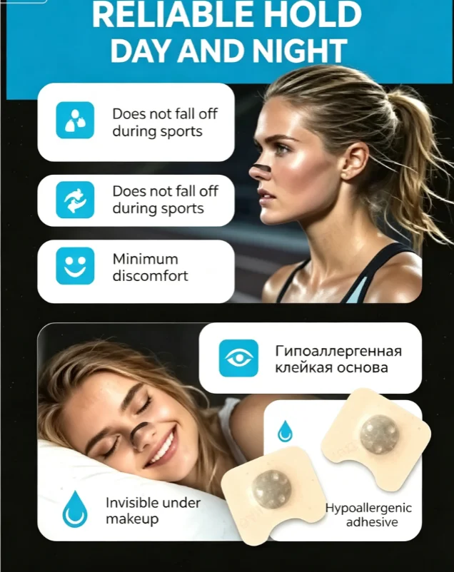 Snore Relief Nasal Strips Refill Pack Breath Easy Nose Vents Skin-Safe Adhesive Better Restful Sleep