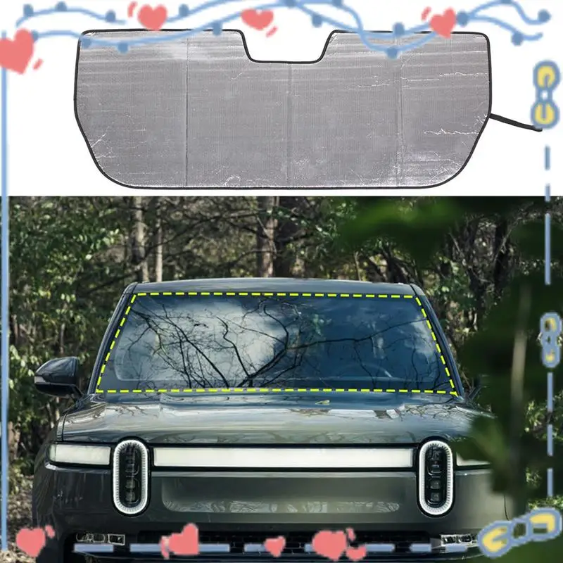 

Sun Shade Sun Visor Protector Blocks UV Rays Foldable Interior Accessories For Rivian R1T 2022 2023