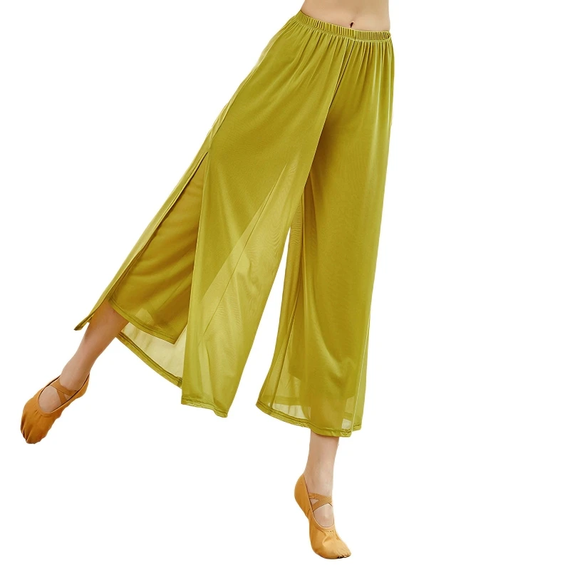 

CLYFAN Women's Sheer Split Wide Leg Dance Pants Flowy Chiffon Palazzo Trousers for Ballet Yoga Modern Dance Multiple Colors