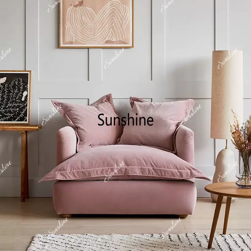 YFrench Nordic single removable pink, modern lazy, small apartment bed and breakfast sofa