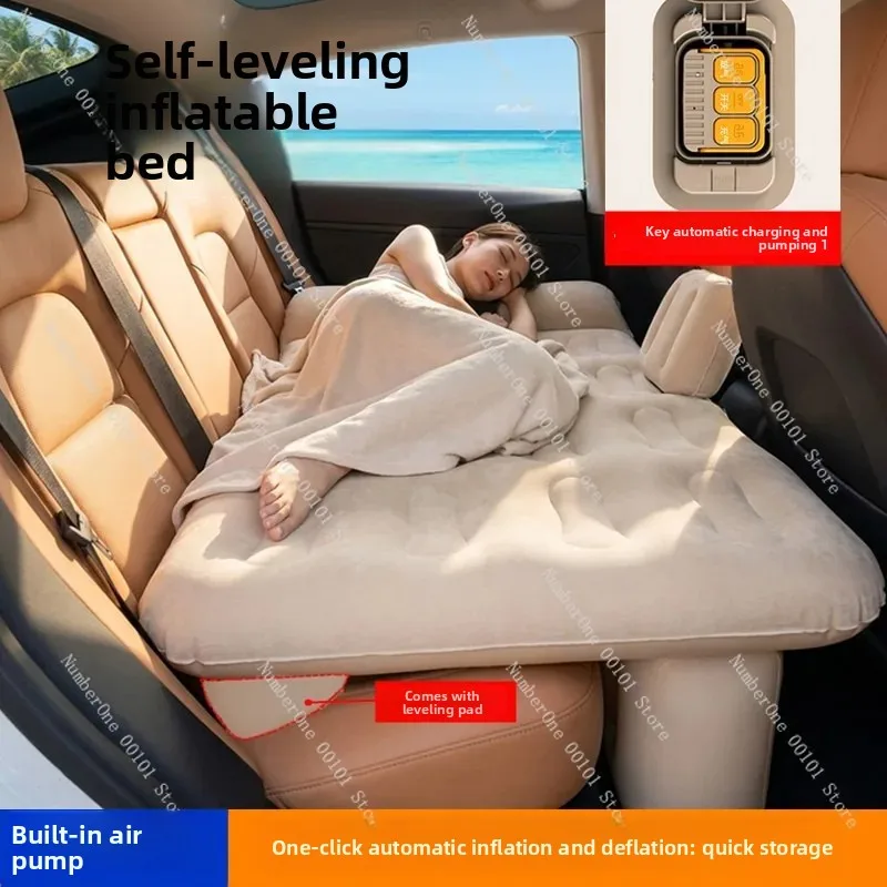 Portable Car Back Seat Air Mattress, Travel Sleeping Bed Inflatable Auto Rear Seat Cushion for Sedan SUV Interior Camping Rest
