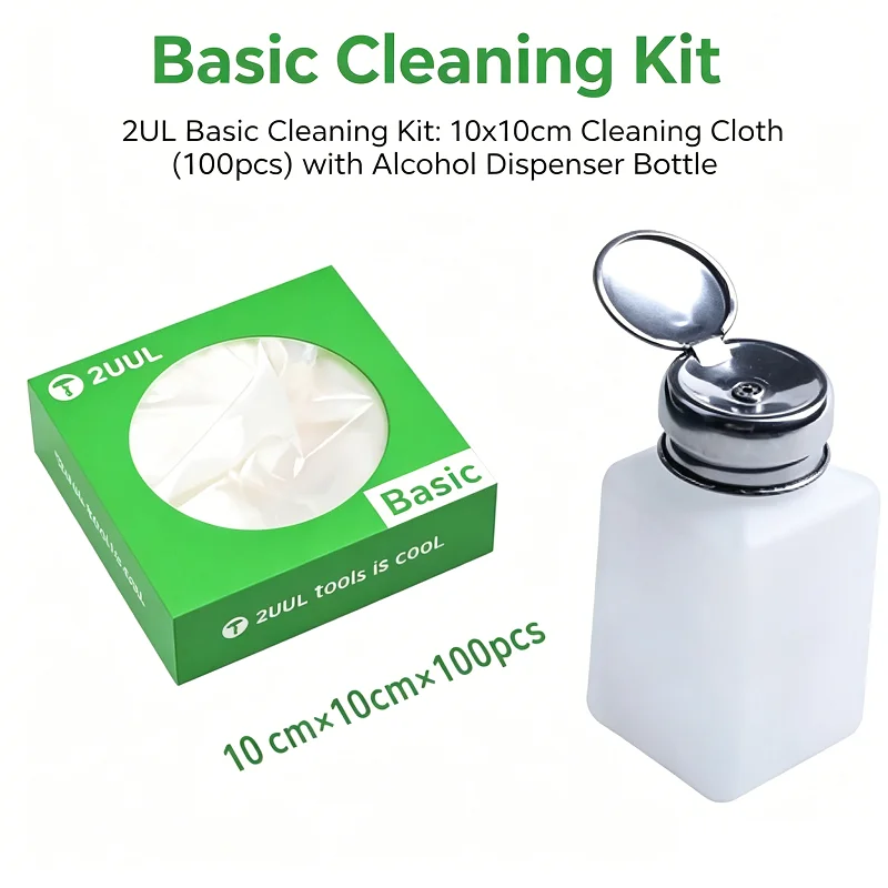 2UUL Basic Cleaning Kit  Dust Free Wipes With Press Alcohol Dispenser Bottle For Phone PCB Motherboard Repair Cleaning Tools