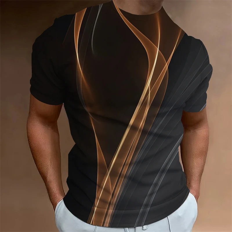 3D Optical Gradient Printed T Shirt For Men Fashion Trend Leisure Round Neck Short Sleeve Tops Oversized T-shirts Streetwear