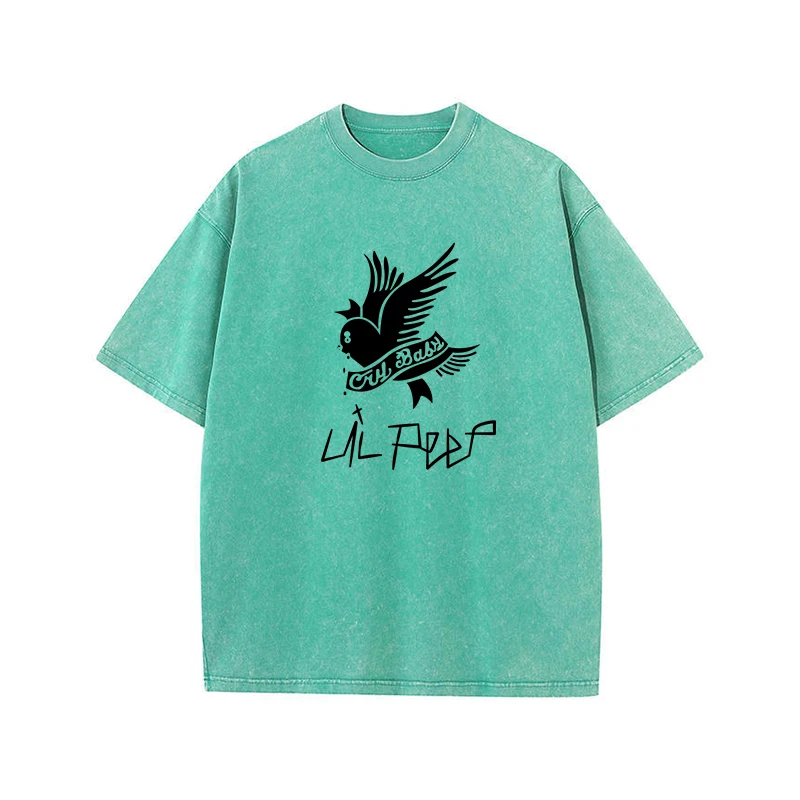 230G Cotton T-shirt Vintage Short Sleeve Lil Peep Cry Baby Y2K American Retro T Shirt Men Women Summer Hip Hop Harajuku Tees