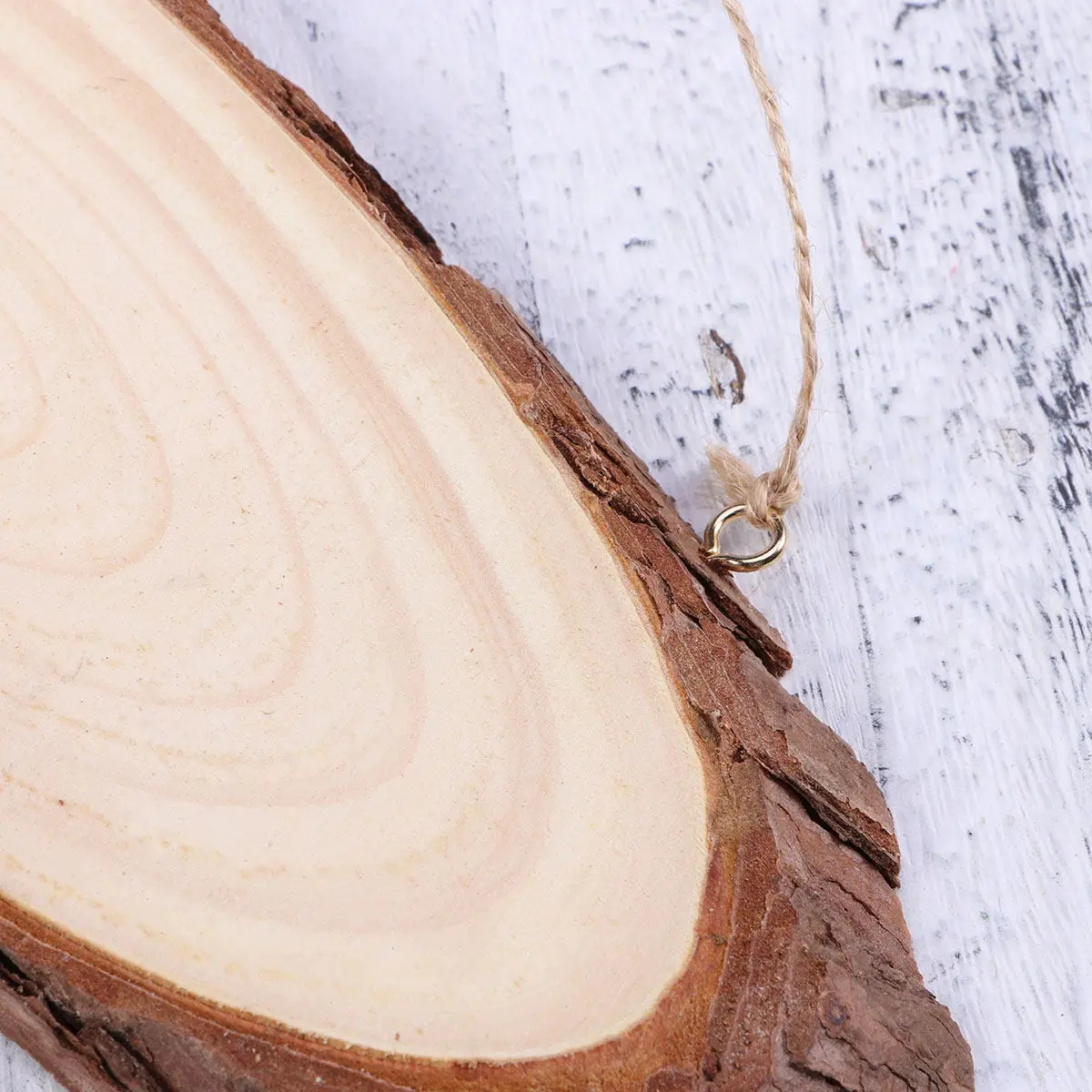 Natural Rosewood Oval Wooden Disc Polished Wood Slice with Jute Hanging Rope Rustic DIY Plaques Wooden Slices Wood Discs