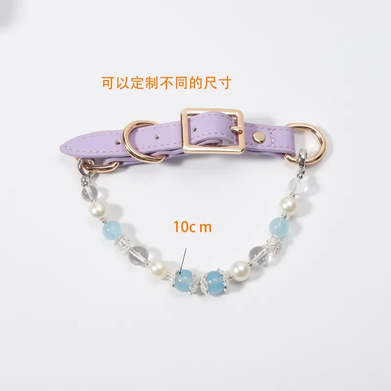 Cross-border popular natural crystal pet collar Aquamarine white crystal fashion luxury necklace wholesale factory