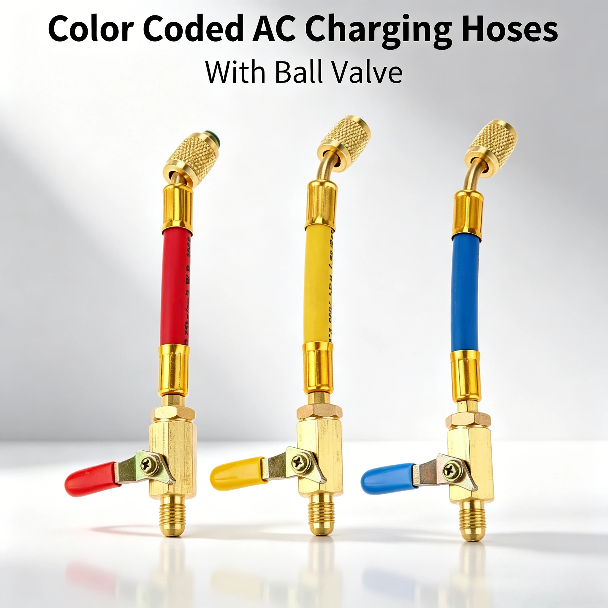 AC Charging Hoses Shut Off Ball Valve High Low Pressure Line R134a R22 Car Home HVAC Manifold Gauge Extension Repair Hose