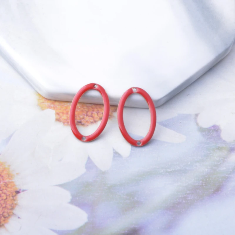 20 Stück ovalförmige Verbindungs-Emaille-Anhänger aus Kupfer mit Öltropfen-Effekt, Zweiloch-Ohranhänger, DIY-Schmuck, Ohrringe, Halsketten-Zubehör – Detail 7