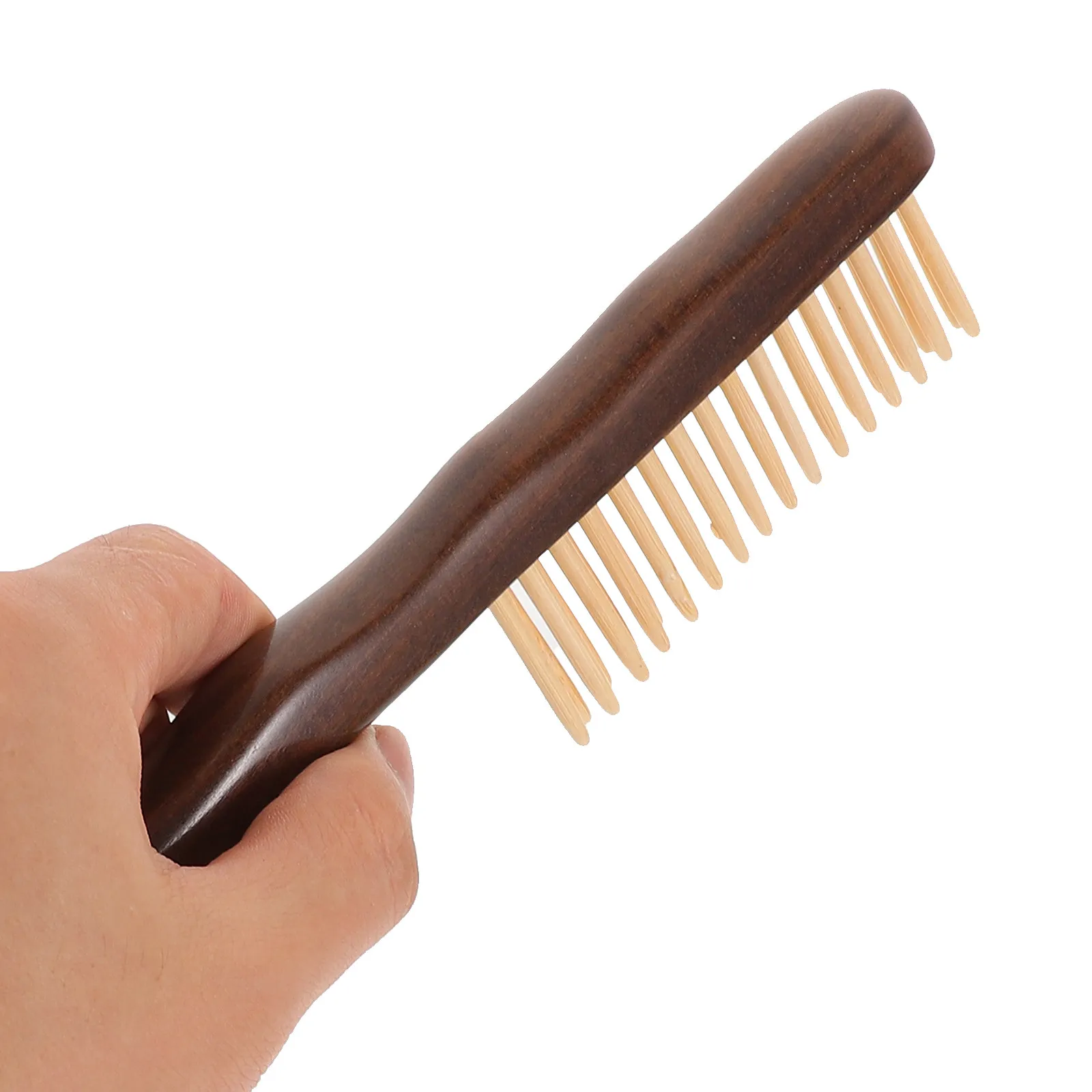 

Деревянная расческа из натурального сандалового дерева с двойными рядами зубцов, портативная массажная расческа для улучшения кровообращения кожи головы - для укладки волос