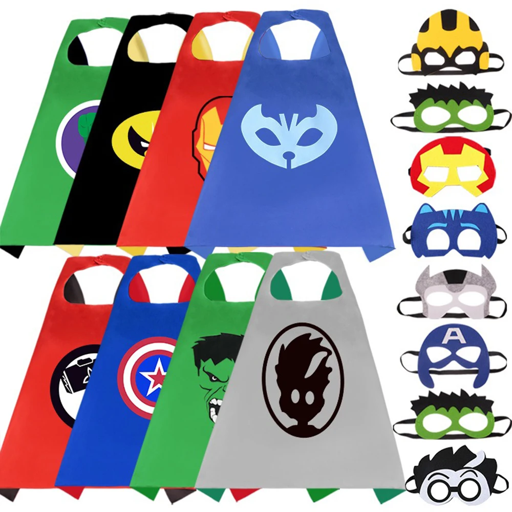 Halloween Superhero Capes for Kids 3-10 Year Anime Cosplay Cloak Mask Boys Cartoon Dress Up Costume Supplies Christmas Gifts
