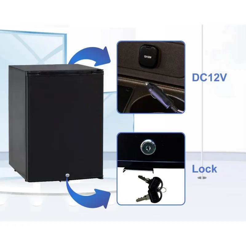 SMETA تحديث 12 فولت RV ثلاجة ثلاجة صغيرة مع قفل شاحنة ثلاجة Freightliner Cascadia Drivers DC 12V | 110 فولت مدمج