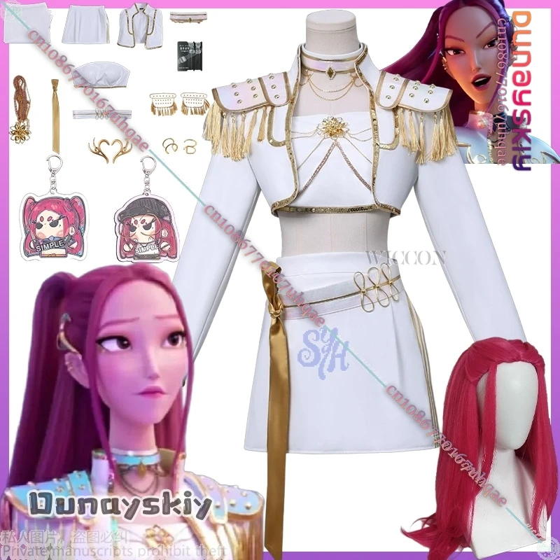 Mira Huntrix WHAT IT SOUNDS LIKE Stage Uniform Anime Movie Kpop Demon Cosplay White Korea Idol Sexy Mini Dress Halloween 코스프레