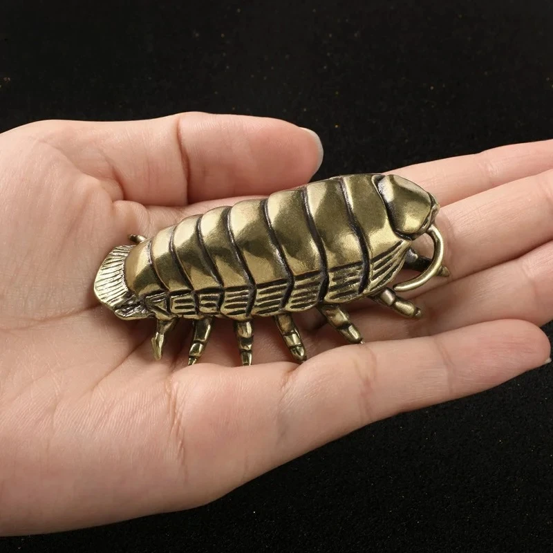 BIG Solid Brass Living fossil Giant isopod Miniature Figurines Cute Animal Design Tea Pet Table Decoration Handcrafts