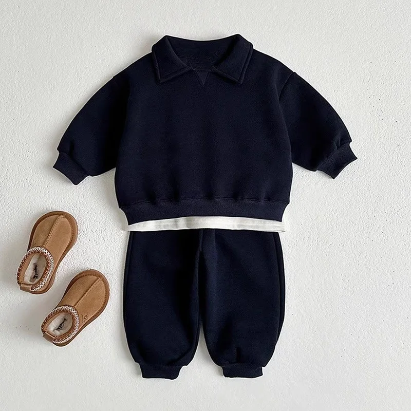 Spring Boys Girls Tracksuits Sets Autumn Children Casual Sports Suits Kids Solid Sweatshirts+Pants 2Pcs Outfits 0-5 Years