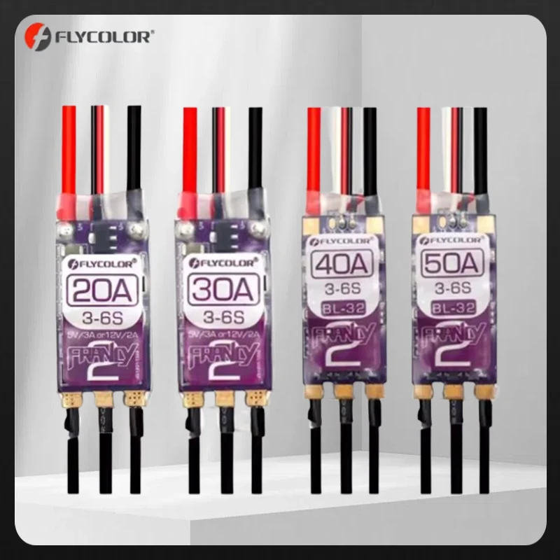

FLYCOLOR Francy 2 Бесщеточный ESC 20A 30A 40A 50A BLHELI-32 Dshot Высокопроизводительный MCU 5 В/3 А 12 В/2 А BEC Регулируемый для радиоуправляемого самолета