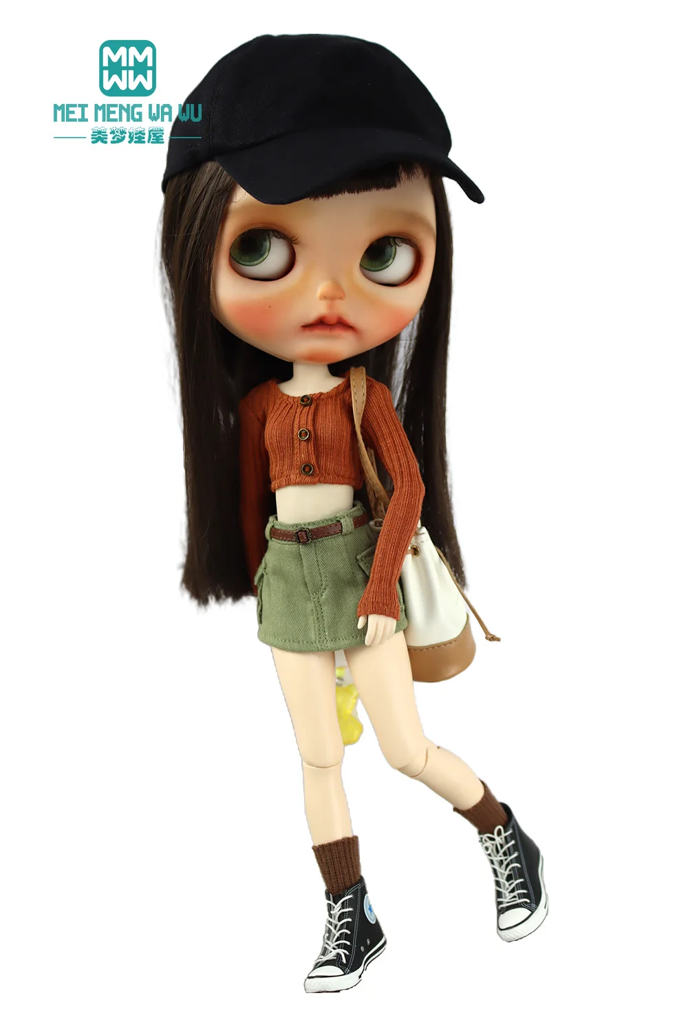 28 cm Blyth-Puppenkleidung, modische bonbonfarbene Blusen, Mini-Jeansröcke für OB23 OB24 Azone-Puppenzubehör – Detail 15