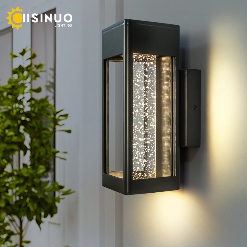 Imagem -04 - Lâmpada de Parede ao ar Livre 11w Led Integrado Luz Exterior Luminária Parede Cristal Bolha Vidro Ip65 Arandela Jardim Luz para Entrada