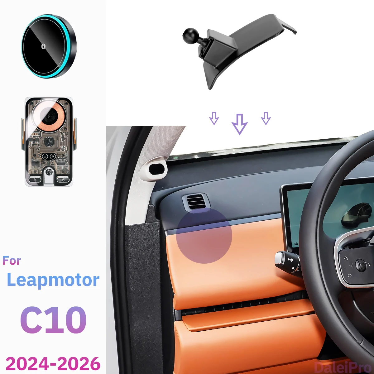 Für Leapmotor C10 2024 2025 2026 Auto-Handyhalterung mit Kabelloser Ladestation Magsafe-Halterung Automatische Klemmung Starke Magnetbefestigung