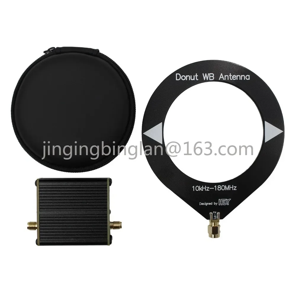 Donut wideband antenna, frequency range 10kHz-180MHz with low impedance converter