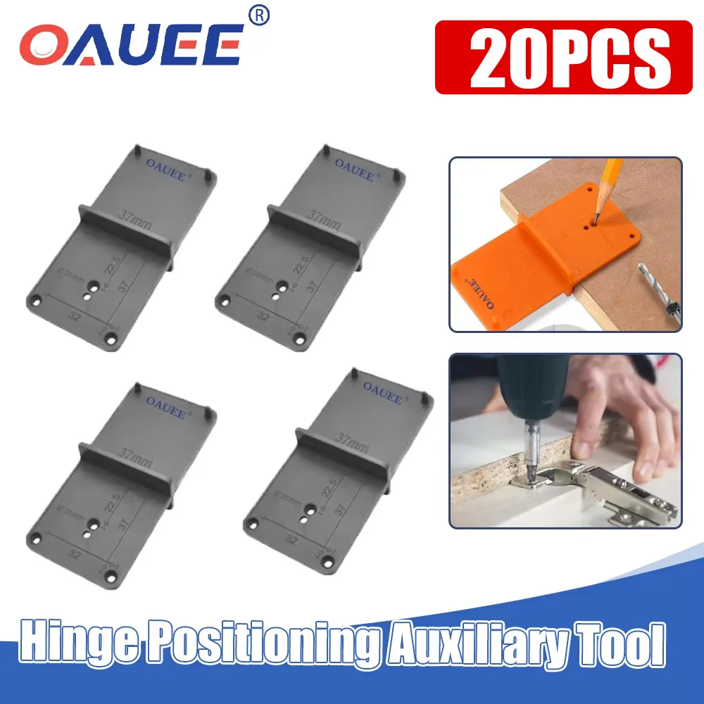 20PCS Grey Hinge Hole Drilling Guide Plastic Woodworking Punch Opener Locator Template For Carpentry Holes DIY Tools For Home