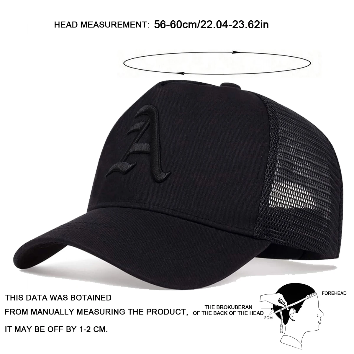 Unisex Baseballkappen mit Gothic-Buchstaben-A-Stickerei, Frühling/Sommer, Outdoor, verstellbar, lässige Hüte, Dad Hat, Sonnenschutzhut – Detail 7