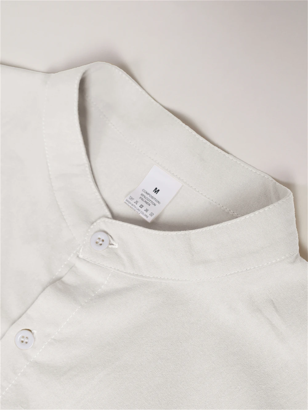 

Cotton Linen Hot Sale Men's Long-Sleeved Shirts Summer Solid Color Stand-Up Collar Casual Beach Style Plus Size Linen Man Tops