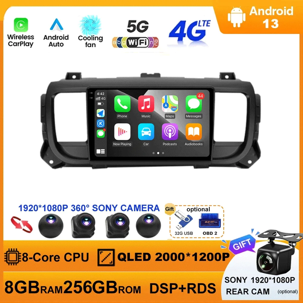 

Android 13 Car Radio For Citroen Jumpy 3 2016 - 2021 Multimedia Stereo Video Player Carplay Auto GPS Navigation 4G WIFI DSP BT