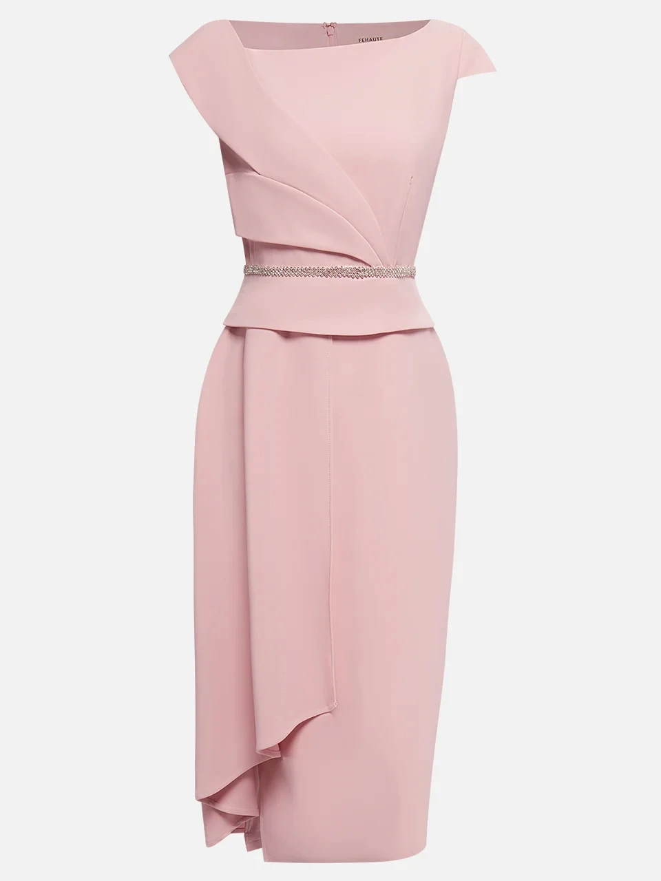 Customized Midi Mother of Birde Dresses 2026 for Women Wedding Boat Neck Pink Evening Dress Straight Column Prom Party Gown view 2