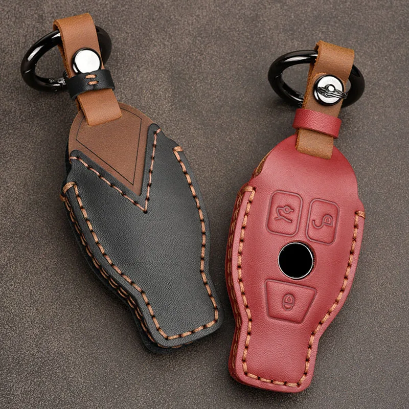 

Leather Car Key Case Cover For Mercedes Benz w211 w204 A B R G Class GLK GLA GLC GLR W210 W176 W202 W463 Accessories Protector