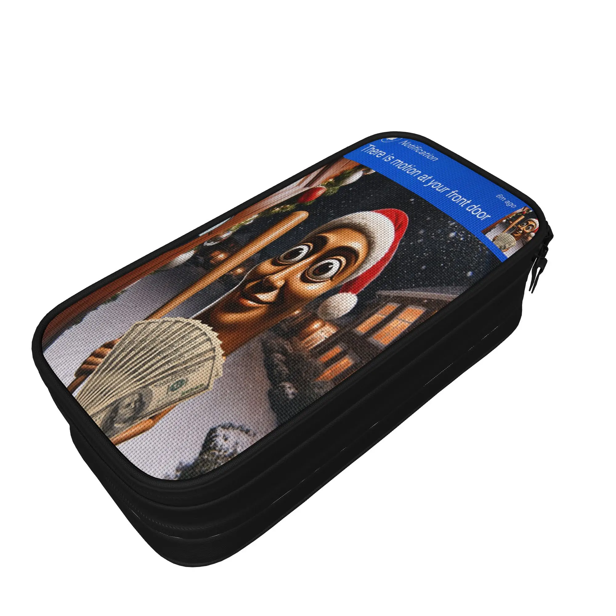 There is Motion at Your Front Tung Tung Tung Sahur Christmas Pencil Case School Pencil Cases Canvas Boys Portable Pencil Box