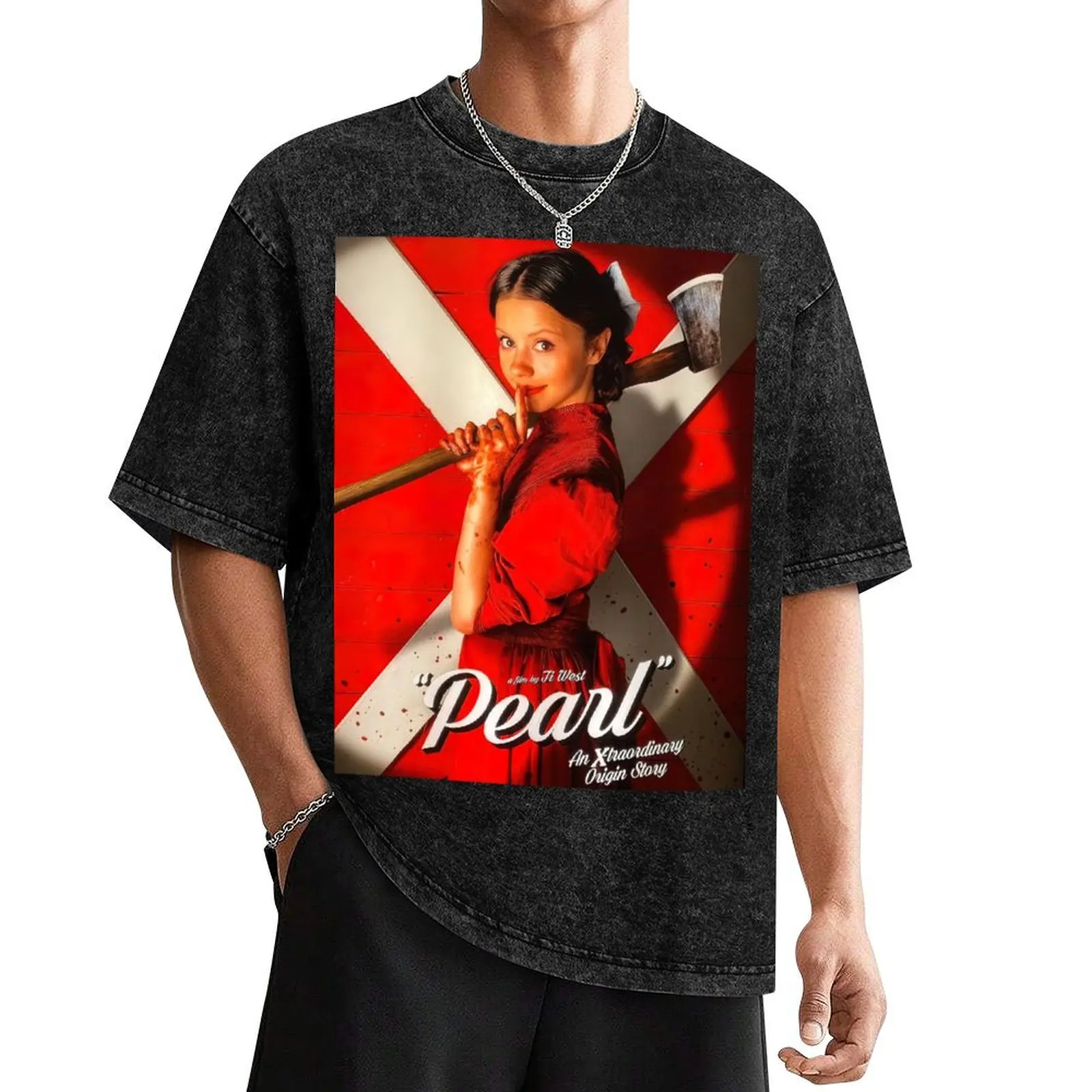 

X Movie, mia goth pearl poster T-Shirt oversized graphic tee aesthetic clothes Men's t-shirt