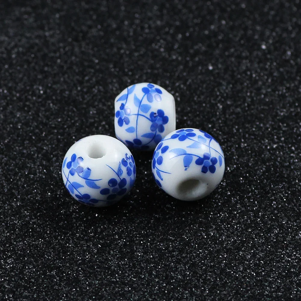 20pcs 8/10/12mm Vintage Blue And White Orchid Round Ceramic Beads For Jewelry Making DIY Bracelets Necklaces Beaded Accessories image 5