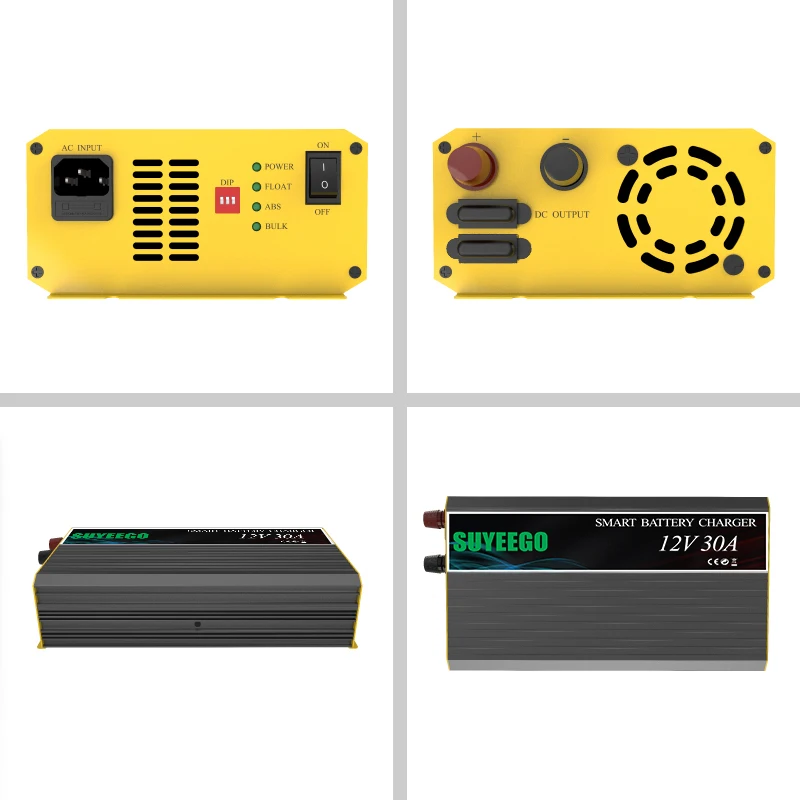 Cargador de batería inteligente de 12v 30a, enchufe europeo, carga automática de 3 etapas, solución de carga de alto rendimiento