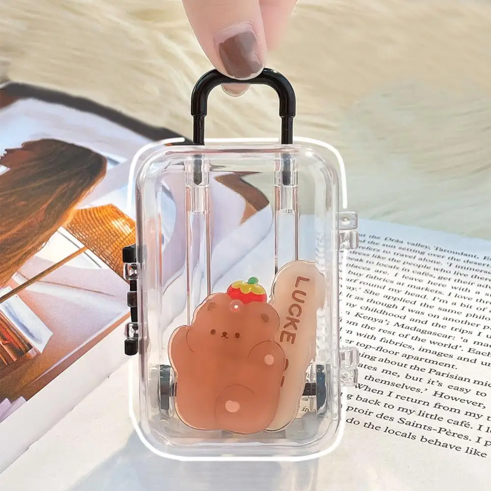 Caja de almacenamiento con forma de maleta, Mini estuche transparente con asa, joyería de plástico decorativa, miniatura de dulces para el