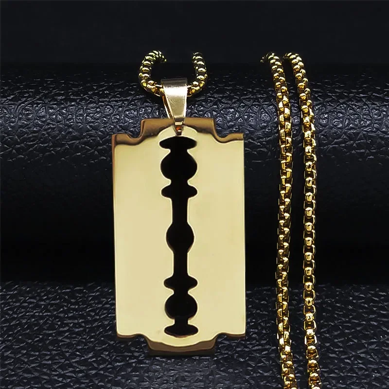Rvs Scheermes Lange Ketting Voor Mannen Vrouwen Zwart Kleur Punk Gothic Steampunk Grunge Hiphop Kettingen Sieraden 913