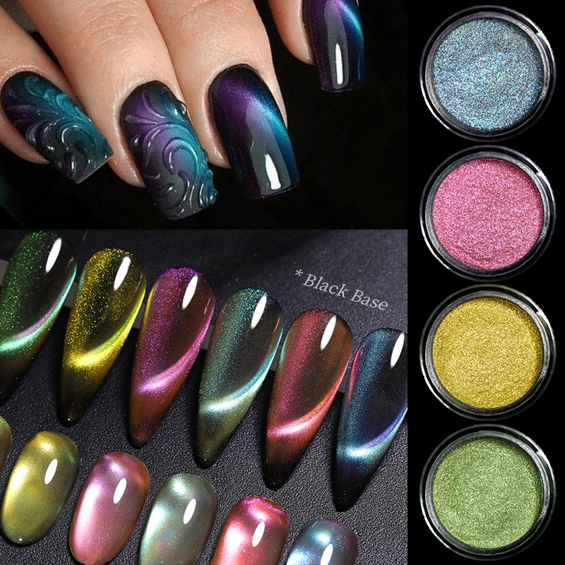 1Box Cat Magnet Nail Powder Glitter Nail Chameleon  Effect Chrome Pigment Dust UV Gel Polish Nail Art Manicure Tools