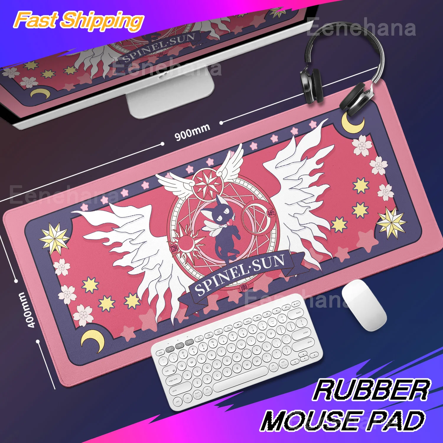 Alfombrilla de ratón de Anime con tarjeta Xxl Sakura, alfombrilla grande para teclado para juegos, alfombrilla para ratón con tarjeta de payaso, alfombrilla para ordenador y oficina, alfombrilla de escritorio extendida