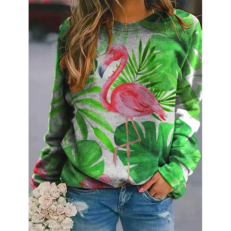 

Harajuku Y2k 3D Animal Flamingos Printing Sweatshirts For Women Cute Parrots Graphic Pullovers Fashion Streetwear Clothing Tops