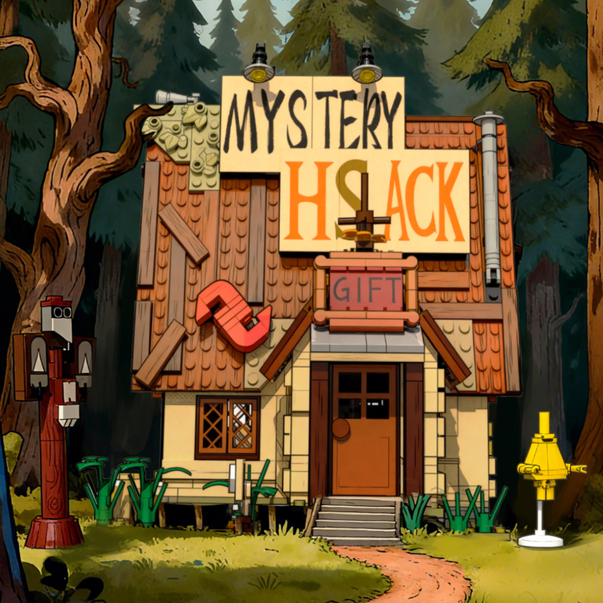 

1108 шт., рождественские строительные блоки Mystery Shack KK20006, кинотеатр, архитектурные идеи, коттеджные кирпичи, игрушки для детей, подарки для взрослых