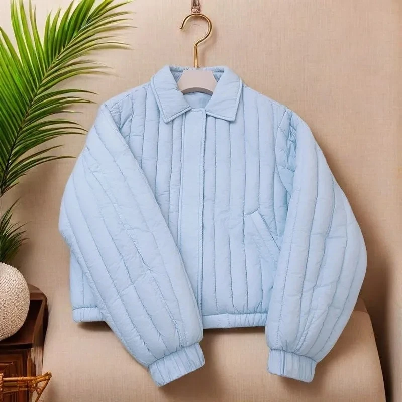 النسخة الكورية سترة قطن قصيرة خفيفة الوزن للنساء ربيع الخريف الشتاء تنوعا التنقل معطف العصرية مبطن w1772