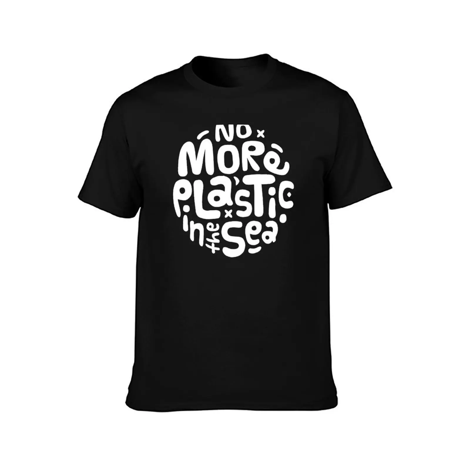 No More Plastic in the Sea - Plastic Pollution Logo T-Shirt Graphic Print Short Sleeve T-Shirt