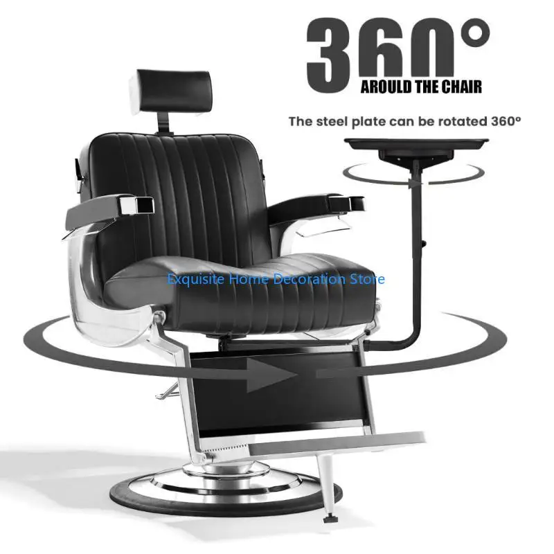 L5BF Hair Styling Chair Side Tray Adjustment Metal Utility Rack 360 Rotation Designings for Salons Pattern Makeup Accessories