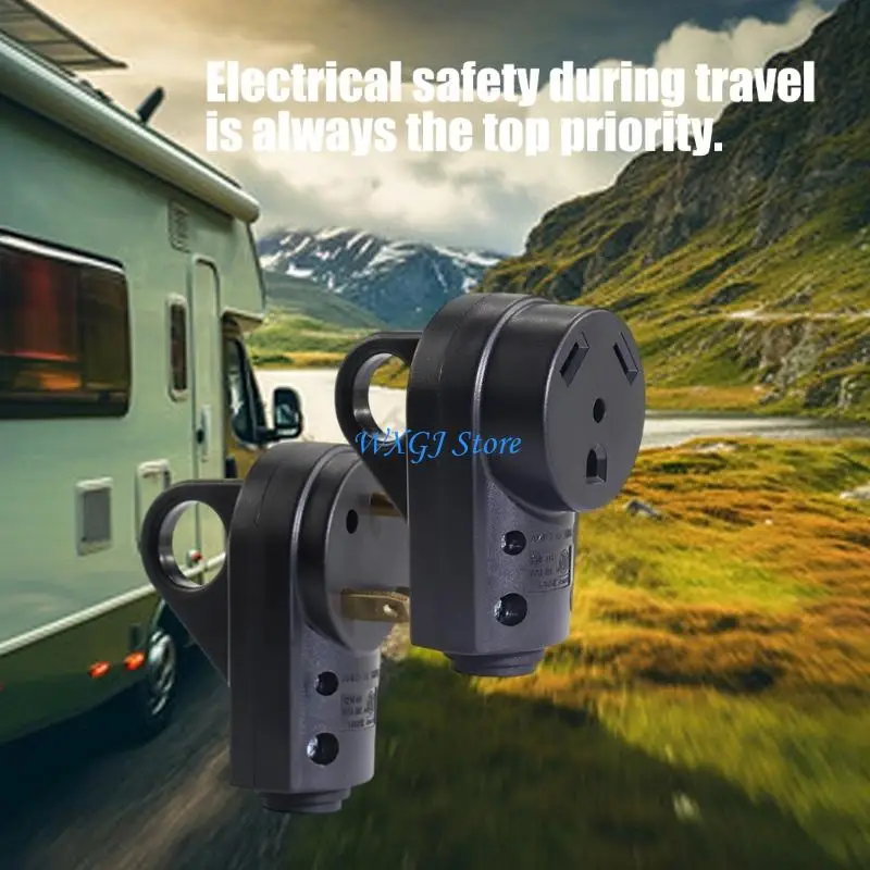 

37JE 125V Rear Pull Rings Power Plugs Nylon Construction Secure Connection Electrical Connector for Campers & Trailers Use